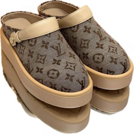 Louis Vuitton Aspen Platform Terlik Kahverengi - Louis Vuitton Kadin Terlik Louis Vuitton Terlik Louis Vuitton Women Aspen Platform Sandals Kahverengi